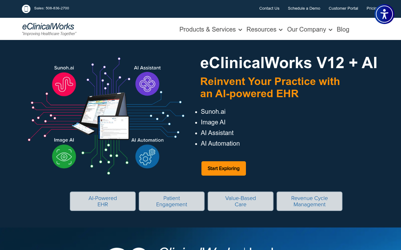 eClinicalWorks website screenshot