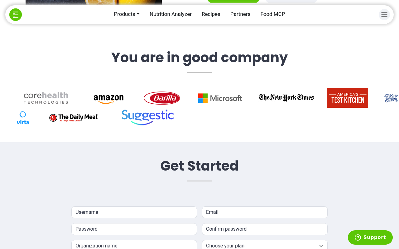 Edamam website screenshot