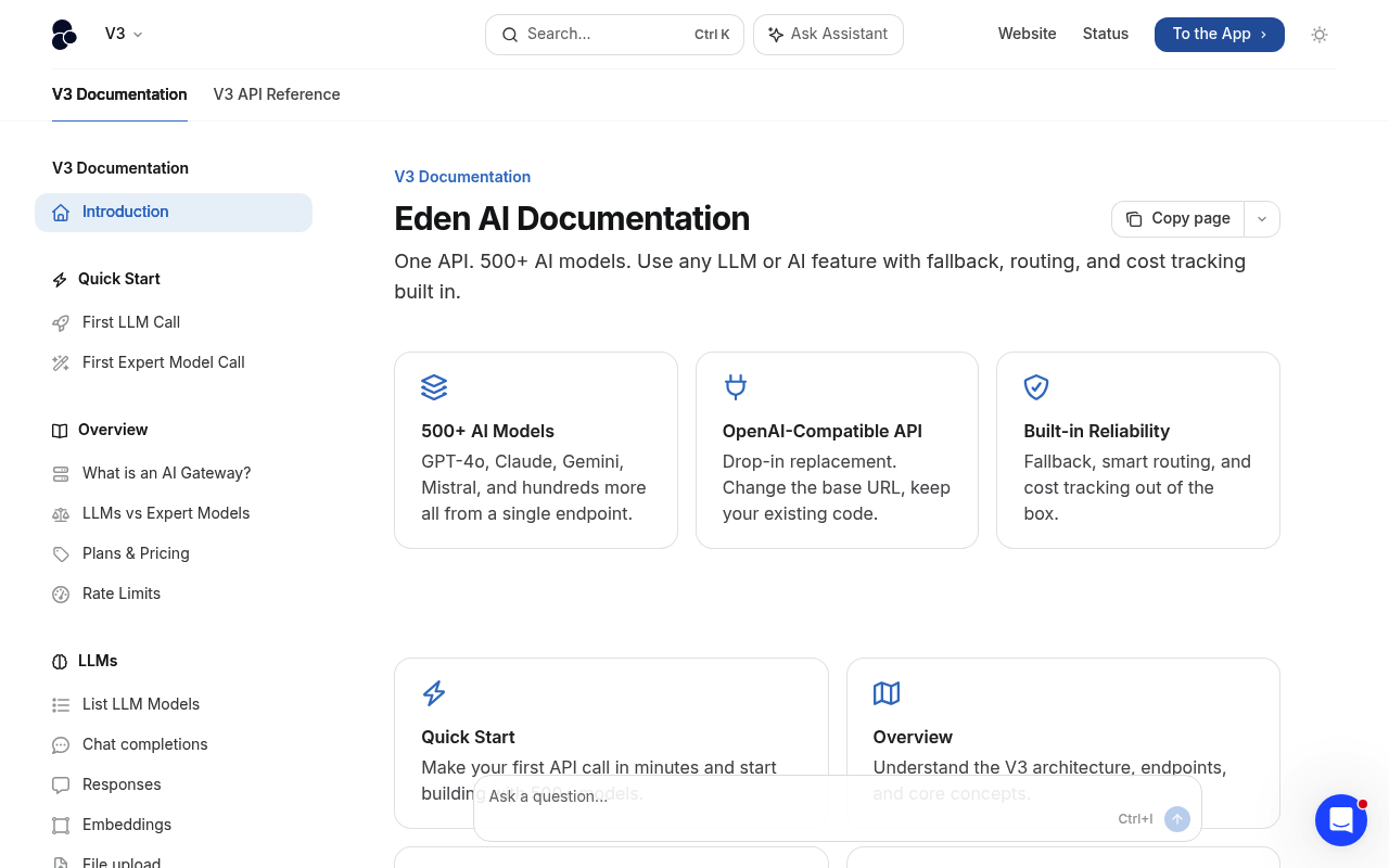 Eden AI website screenshot