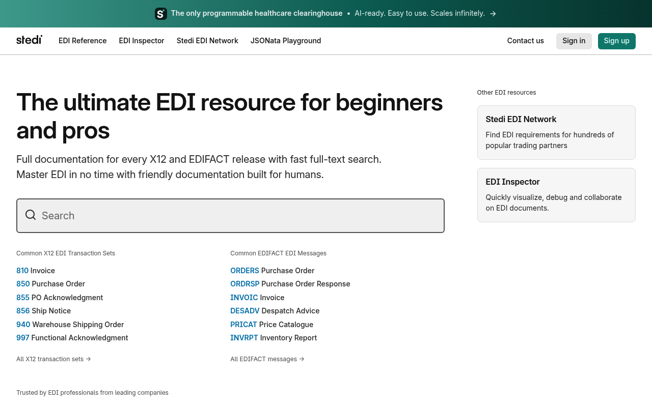 edi-214 website screenshot