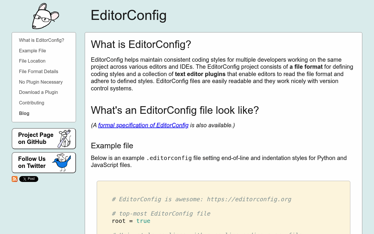 EditorConfig screenshot