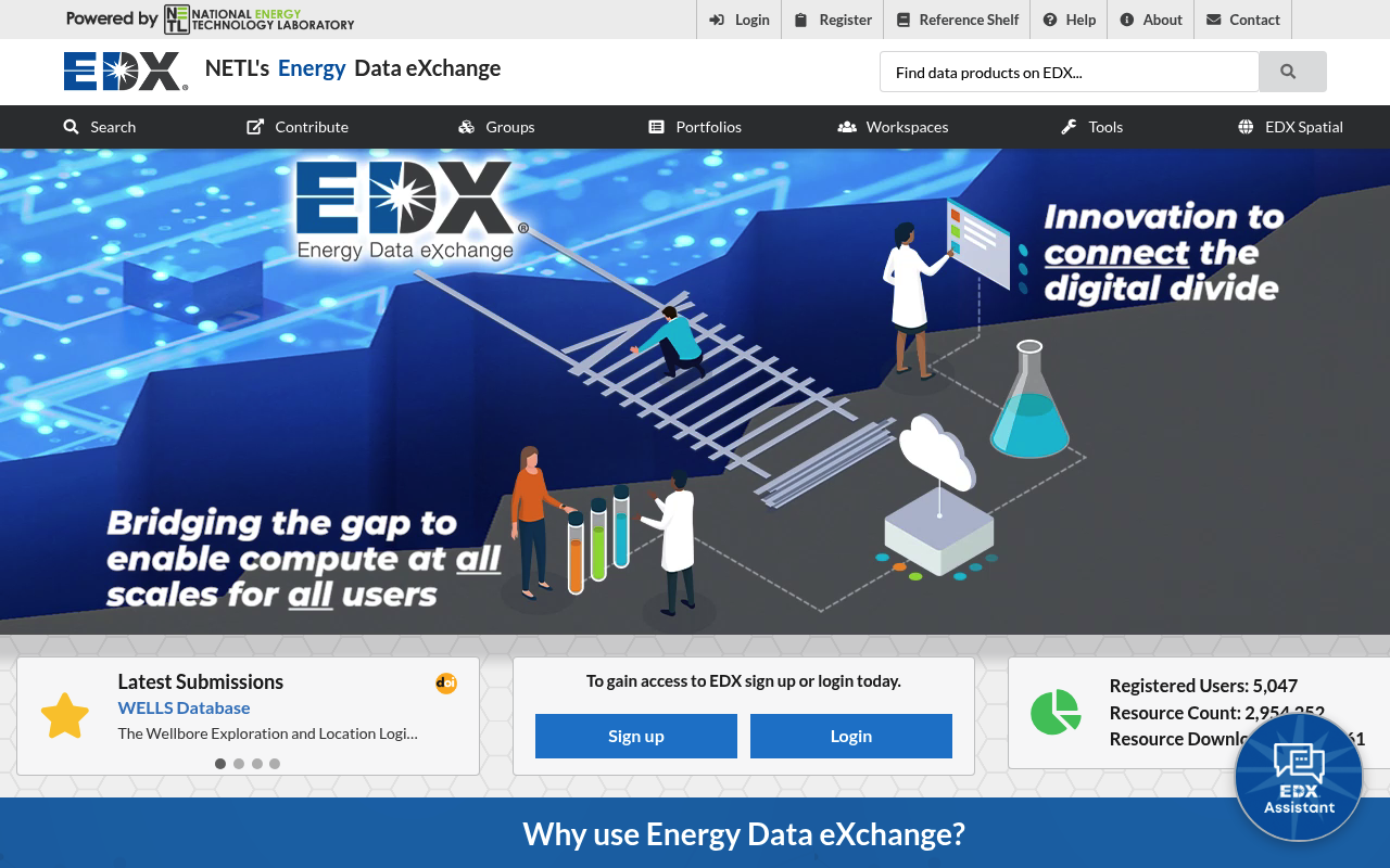 DOE NETL Energy Data Exchange website screenshot