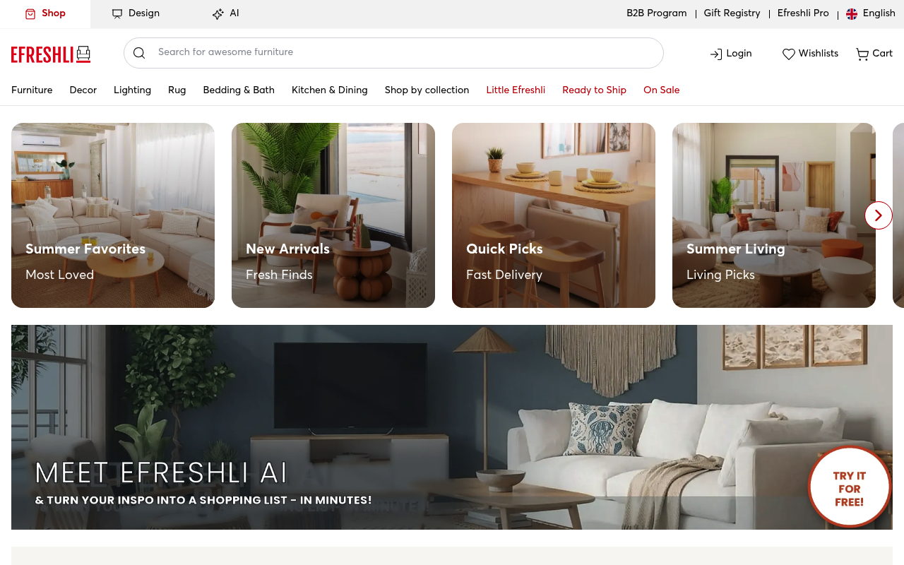 Efreshli website screenshot