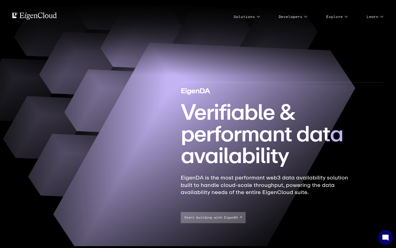 EigenDA website screenshot