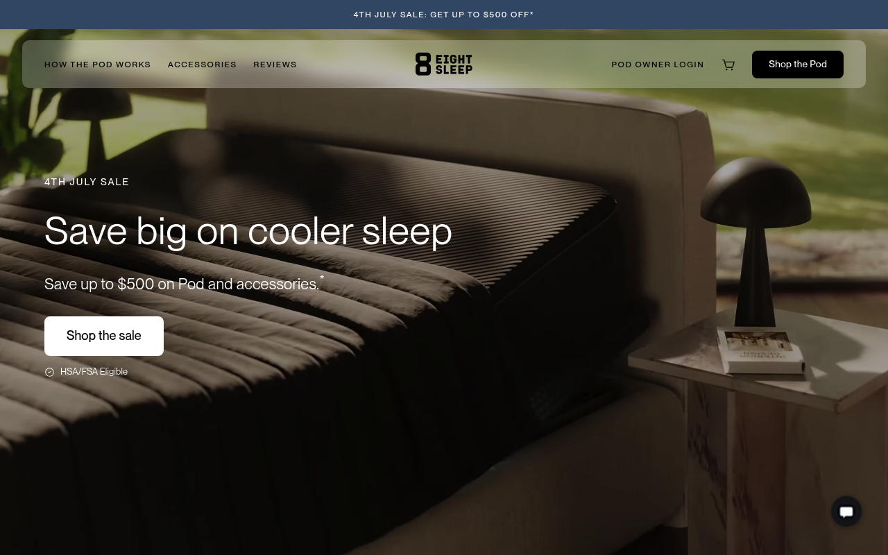 Eight Sleep website screenshot