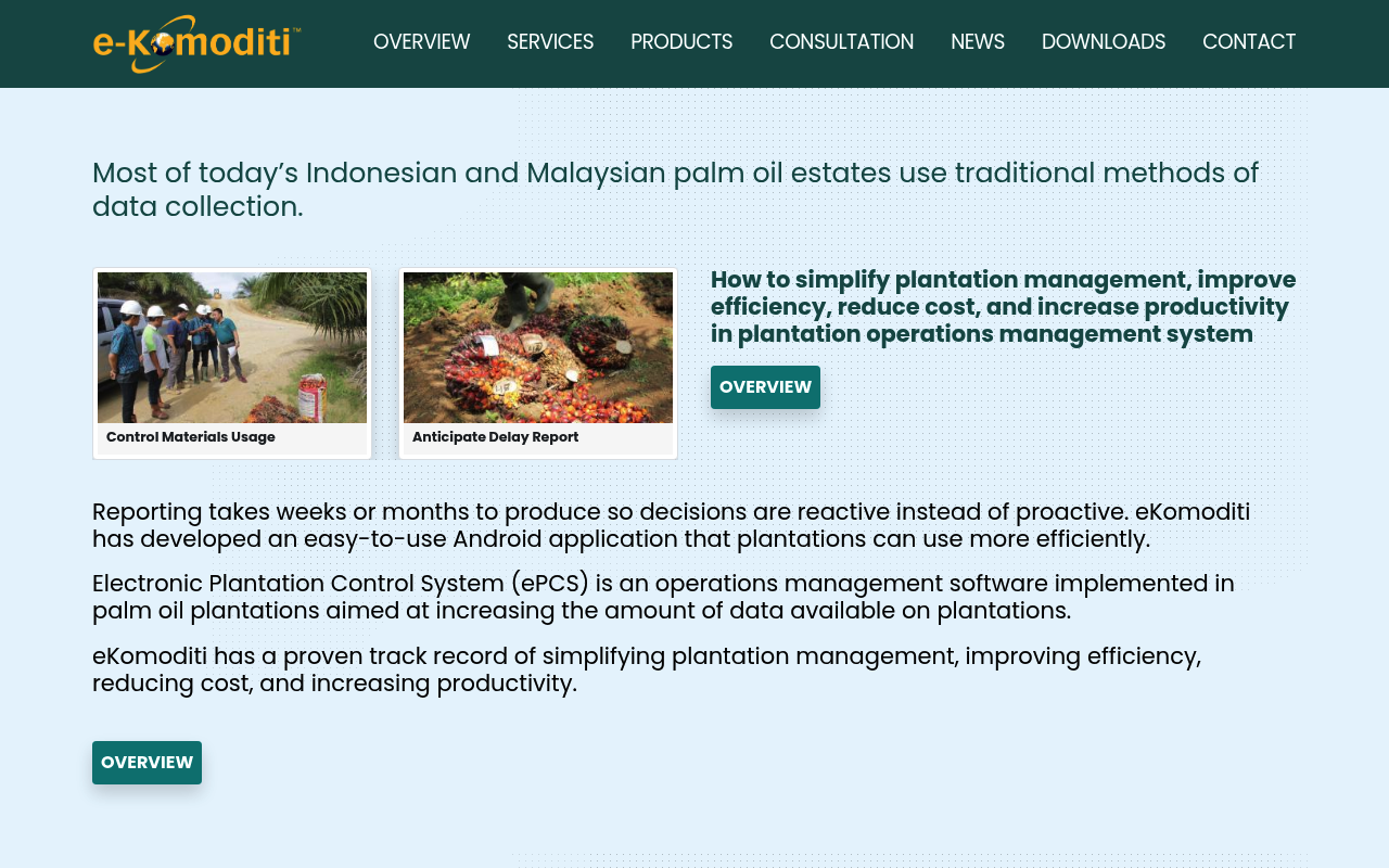 Ekomoditi website screenshot