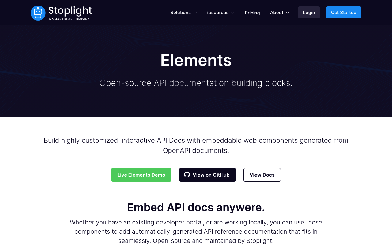 Stoplight Elements website screenshot