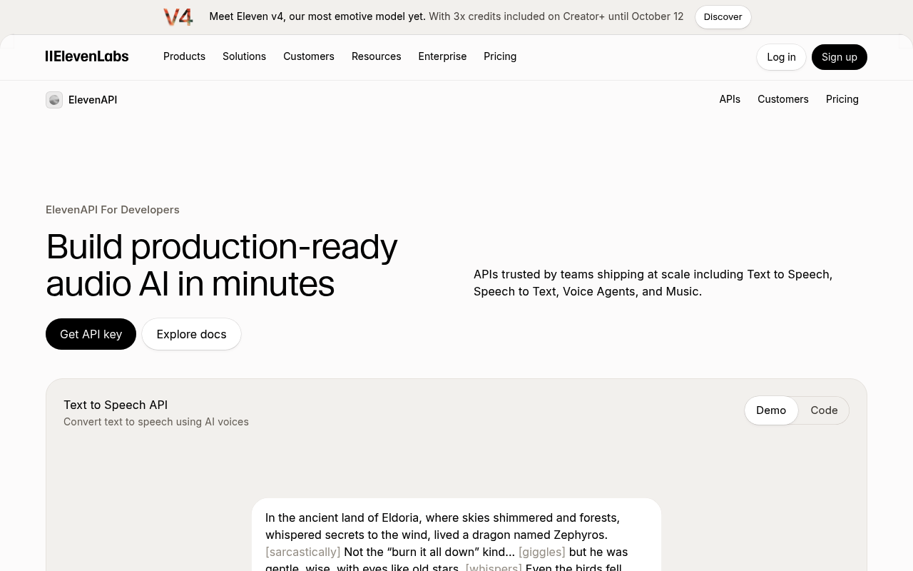 ElevenLabs website screenshot