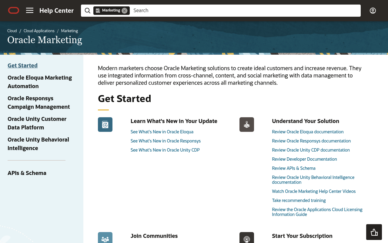 Oracle Eloqua website screenshot
