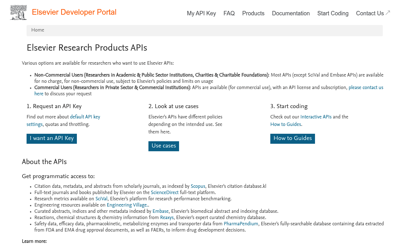 Elsevier website screenshot
