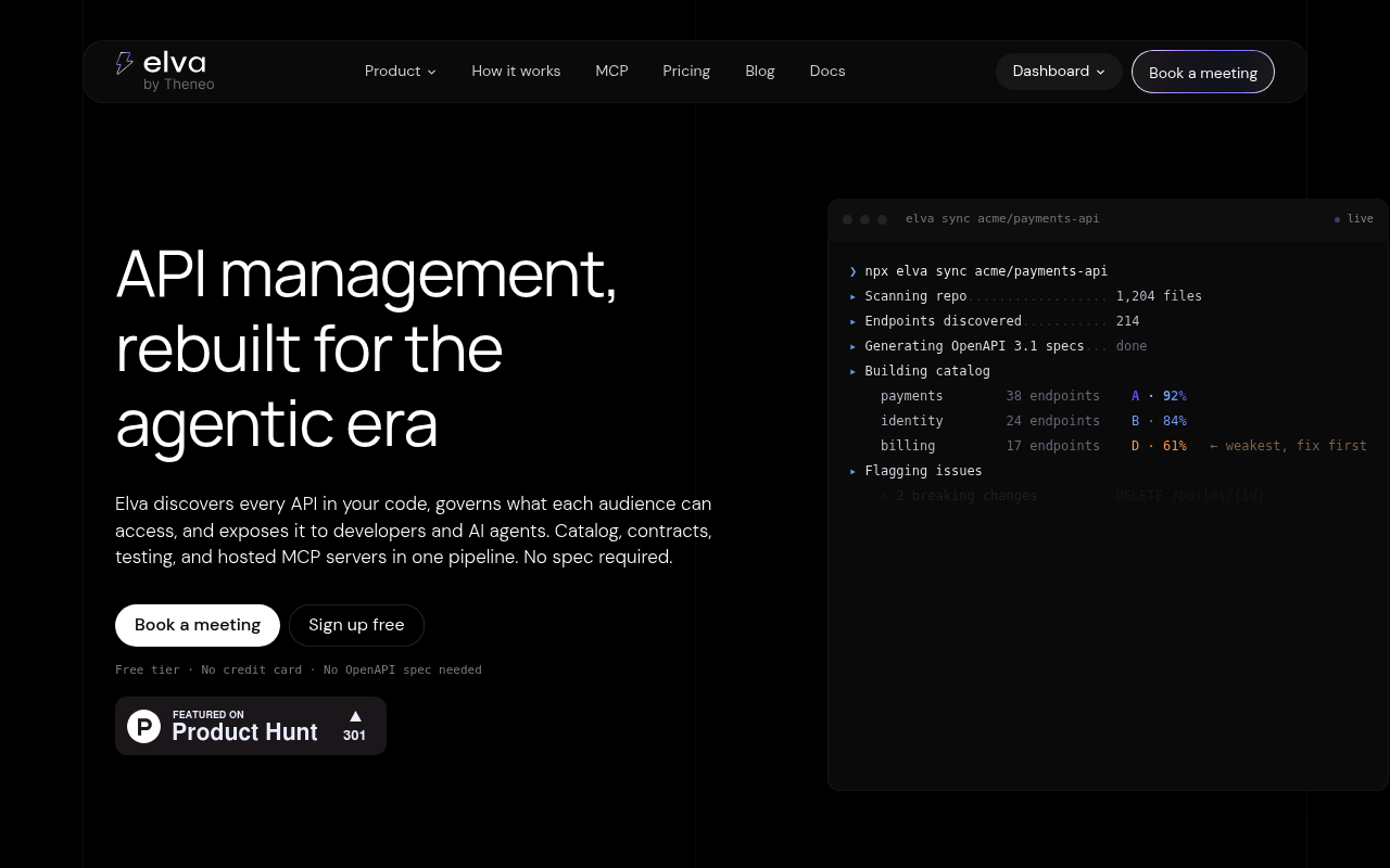 Elva website screenshot