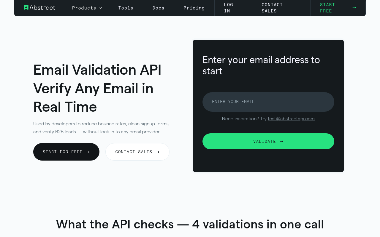 Email Validation website screenshot