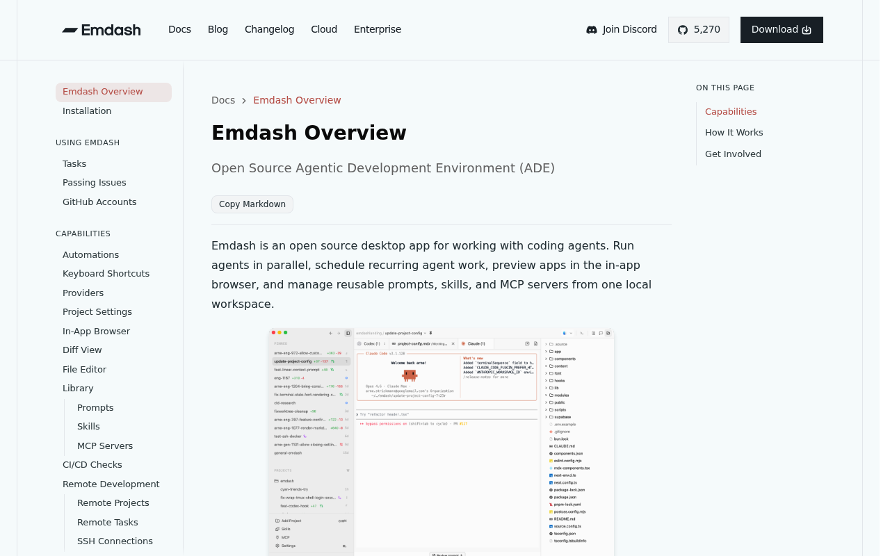 Emdash website screenshot