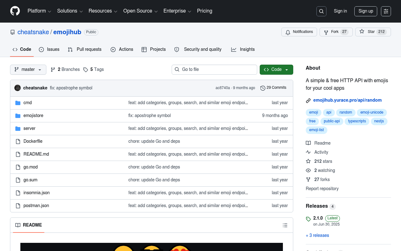 EmojiHub website screenshot