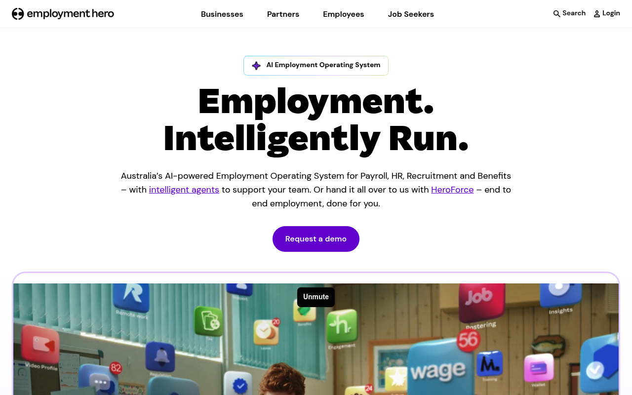 Employment Hero website screenshot