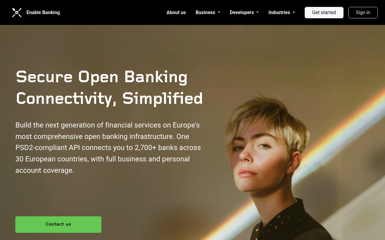 Enable Banking website screenshot