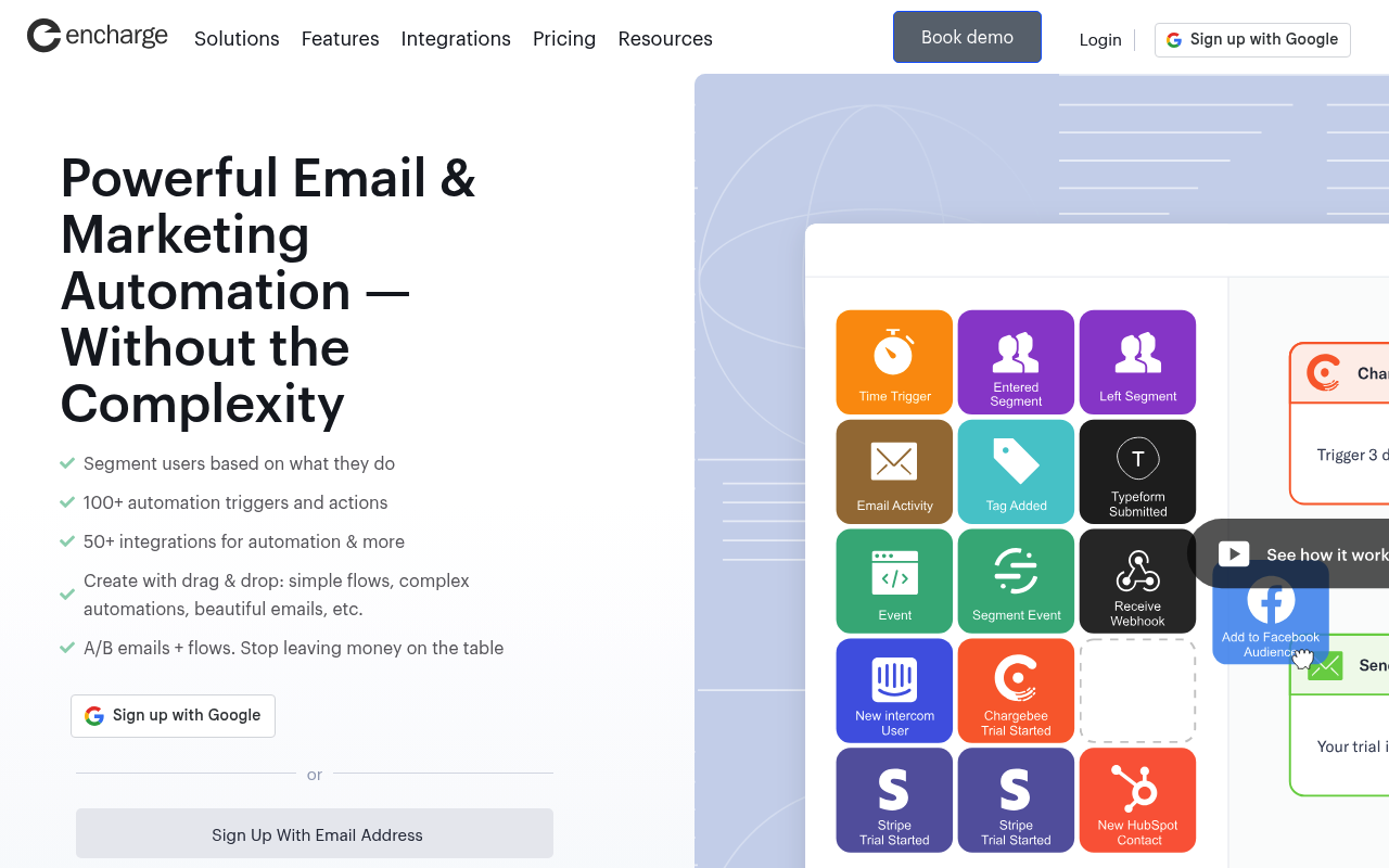 Encharge website screenshot