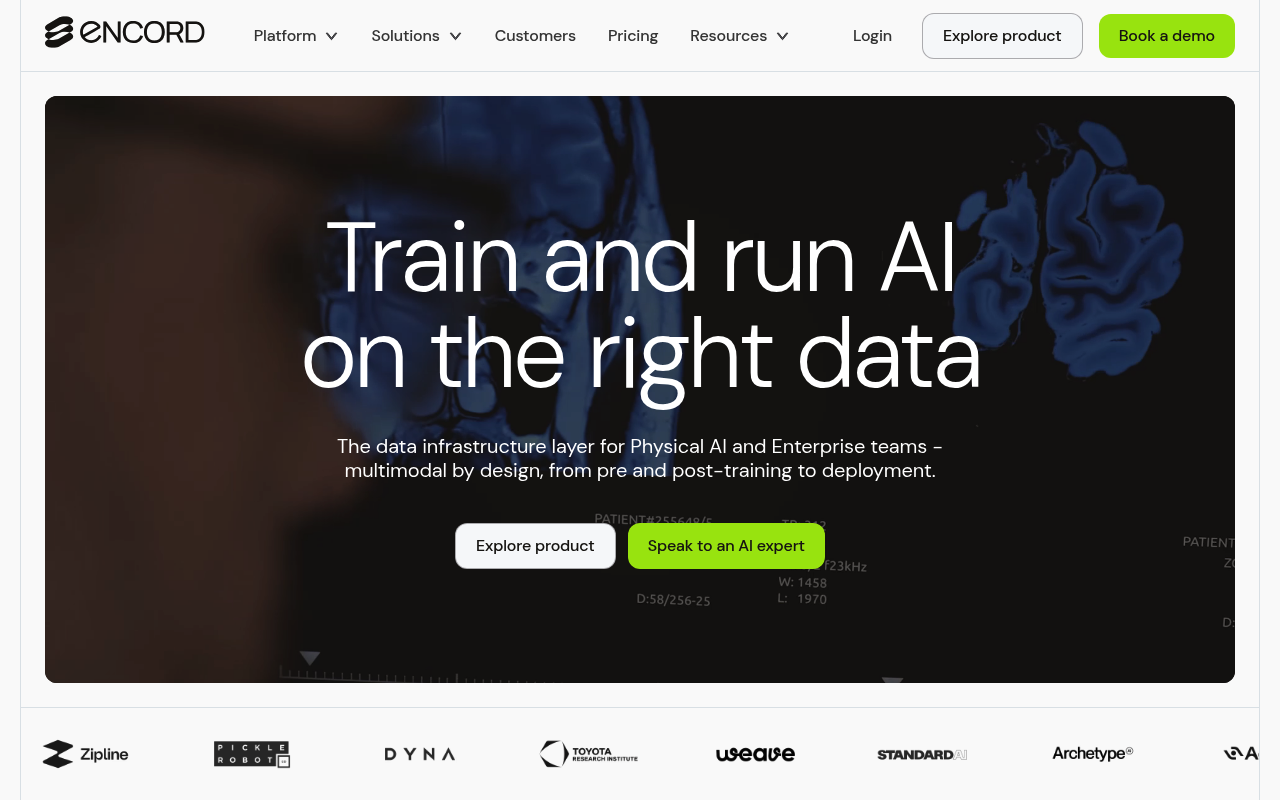 Encord website screenshot