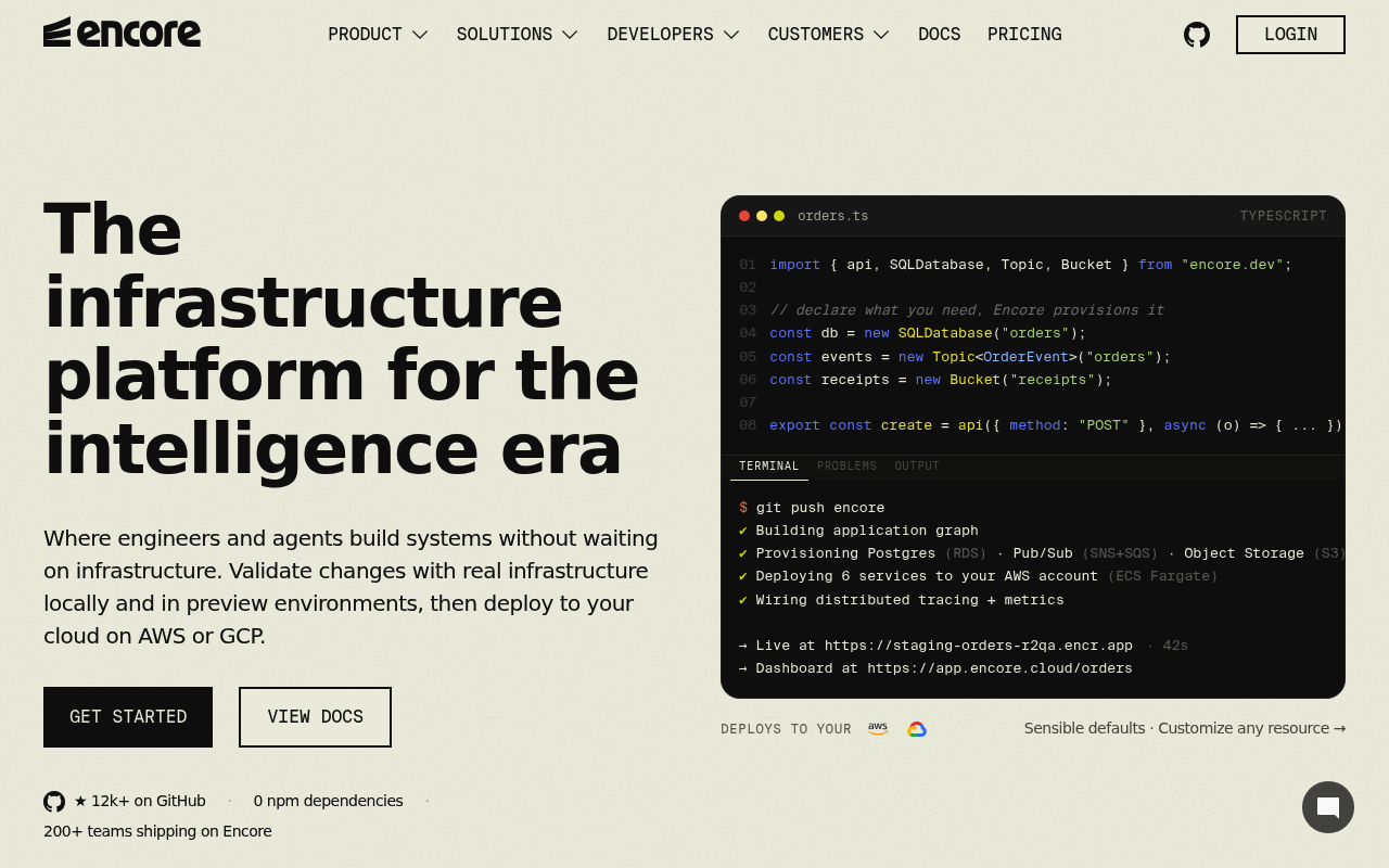 Encore website screenshot