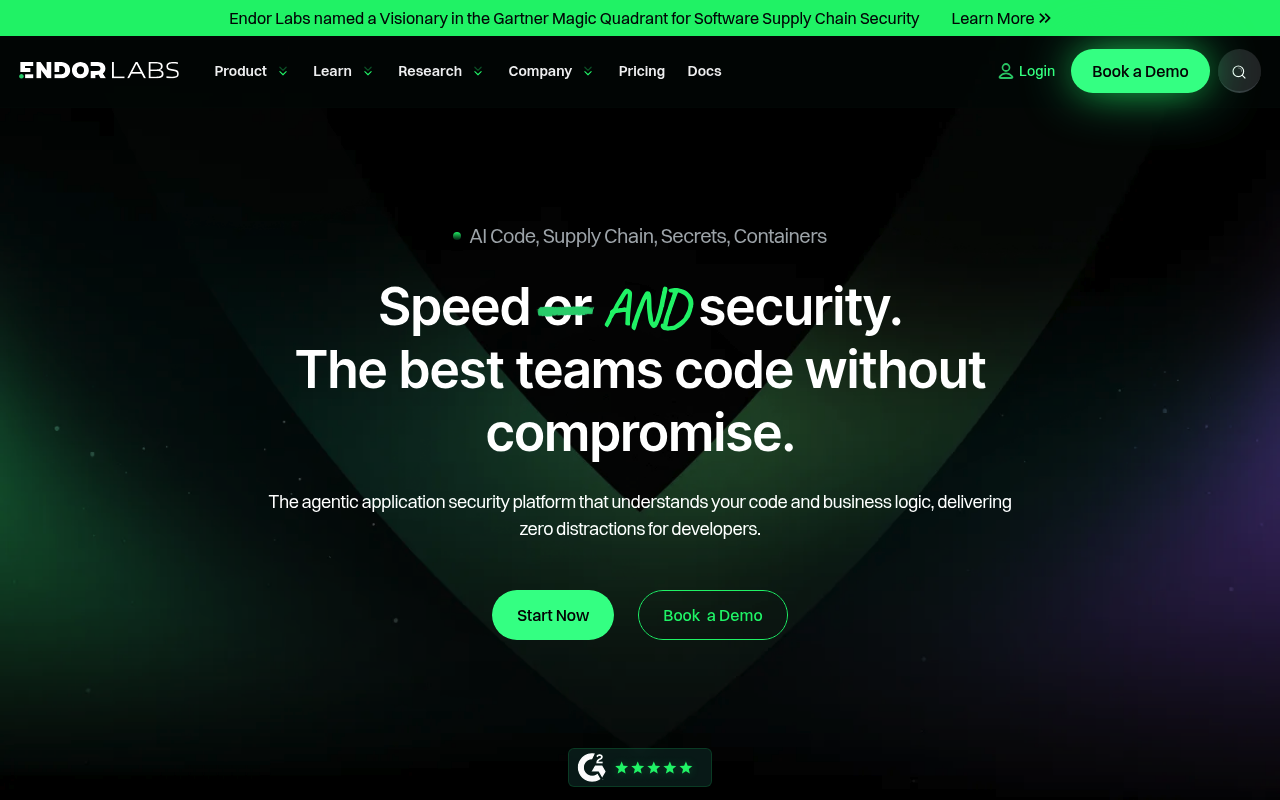 Endor Labs website screenshot