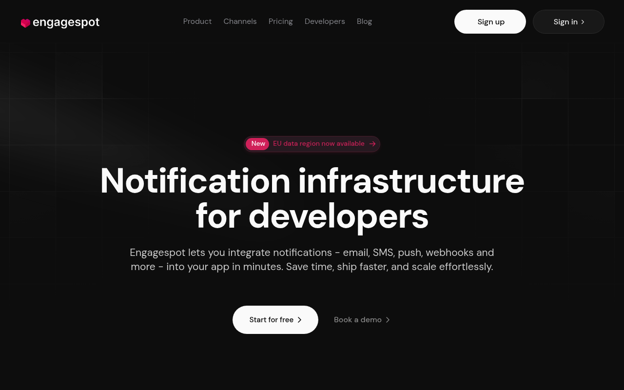 Engagespot website screenshot