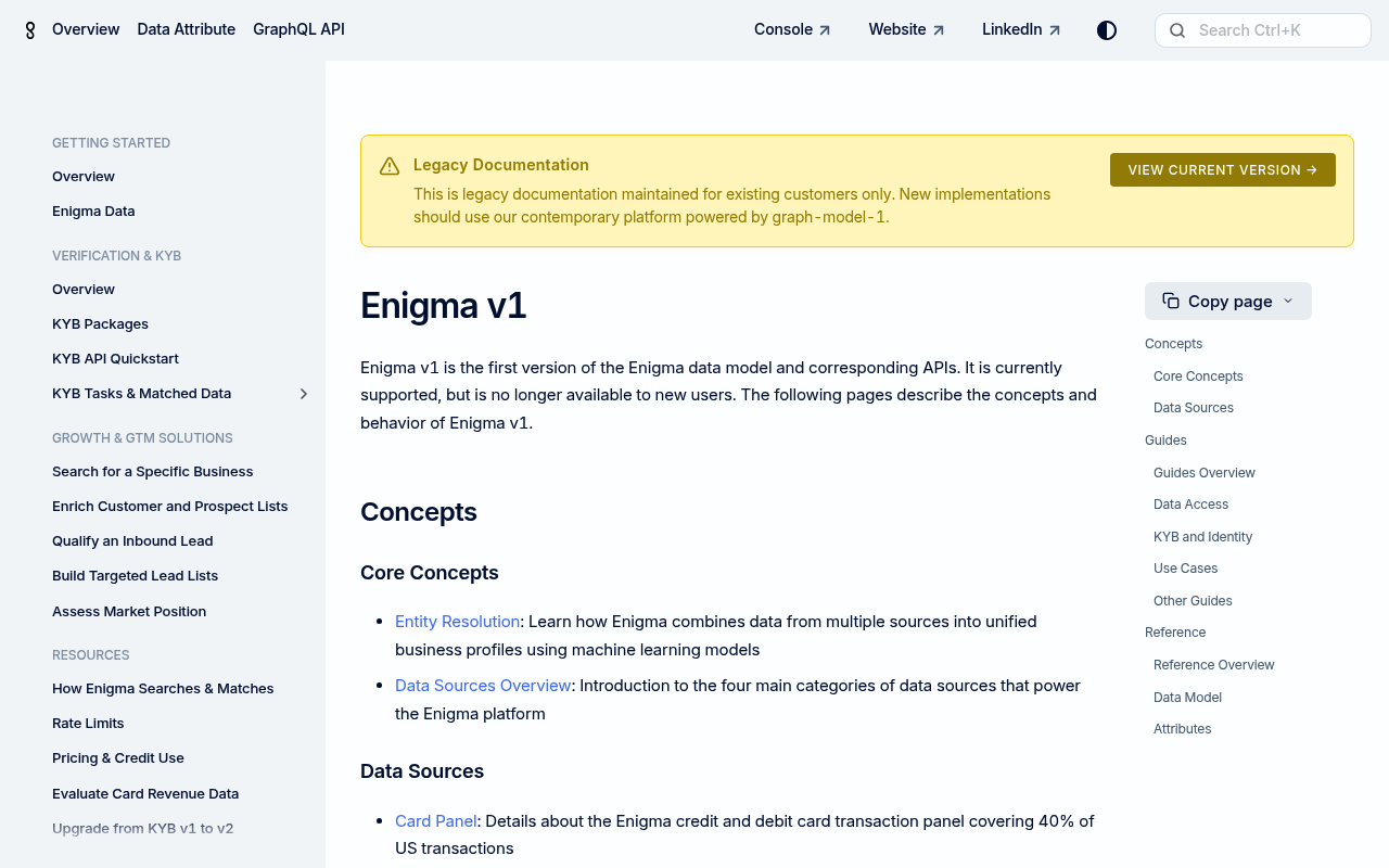 Enigma Public website screenshot