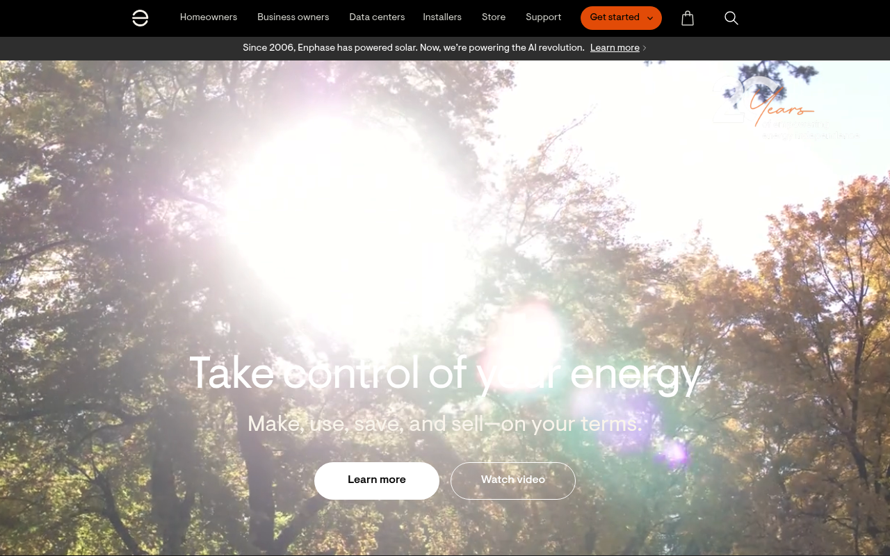 Enphase Energy website screenshot