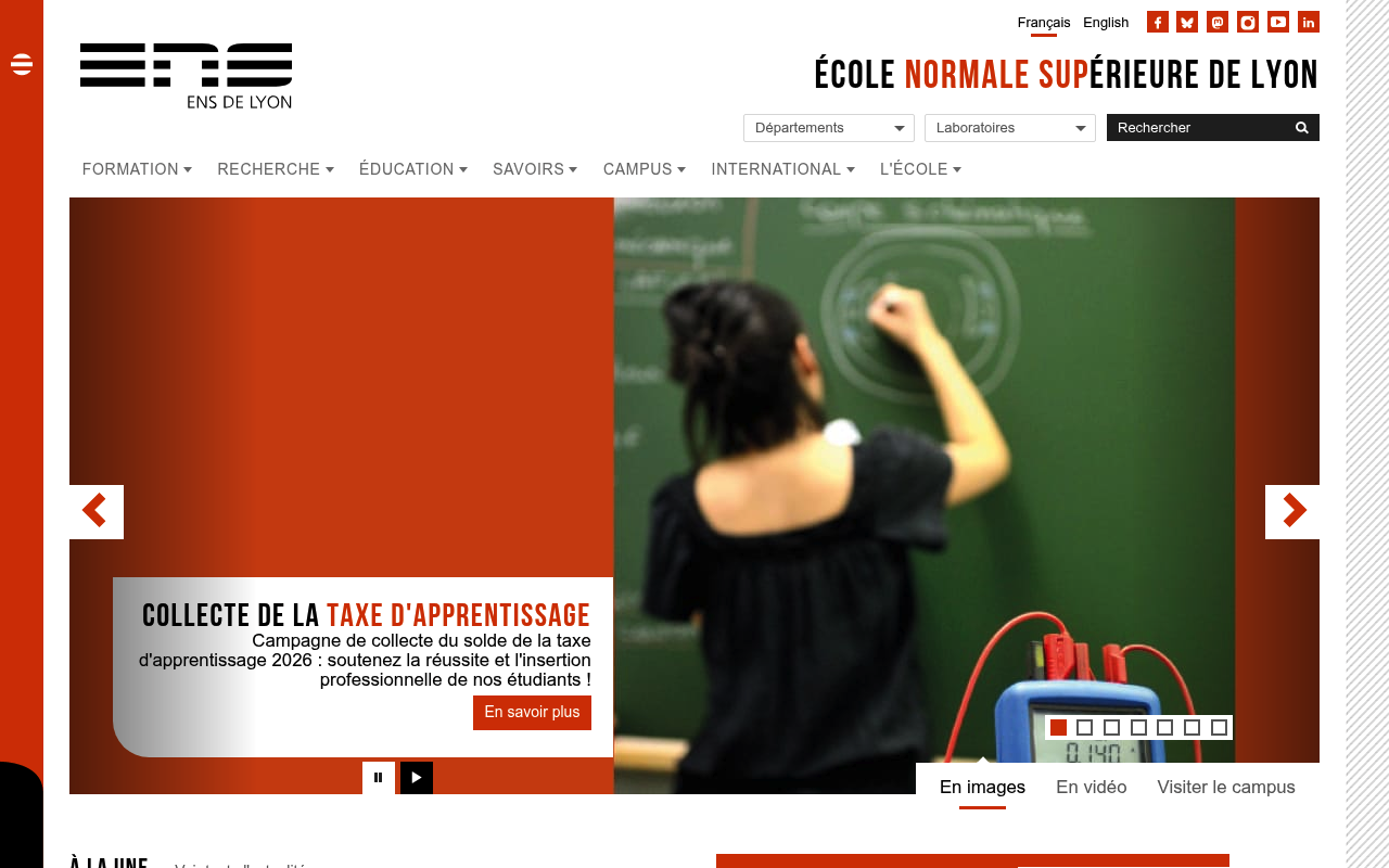 École Normale Supérieure de Lyon website screenshot