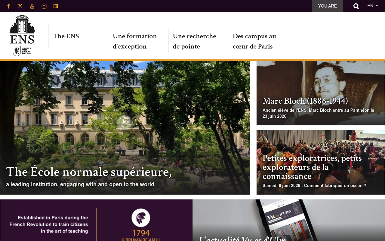 École Normale Supérieure de Paris website screenshot