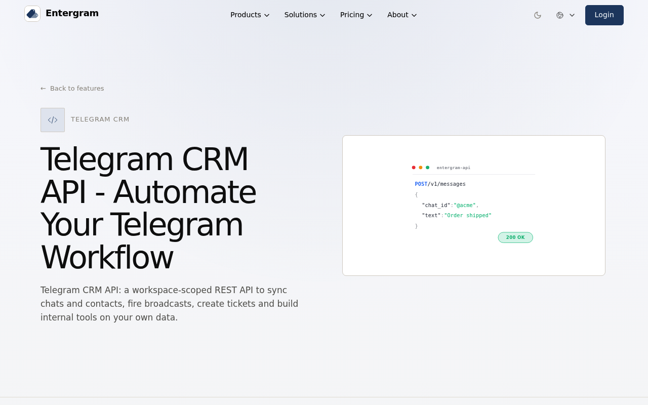 Entergram website screenshot