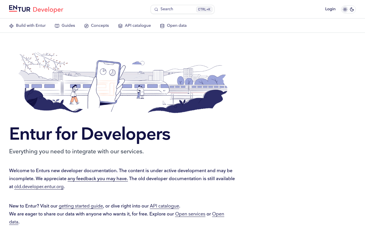 Entur website screenshot