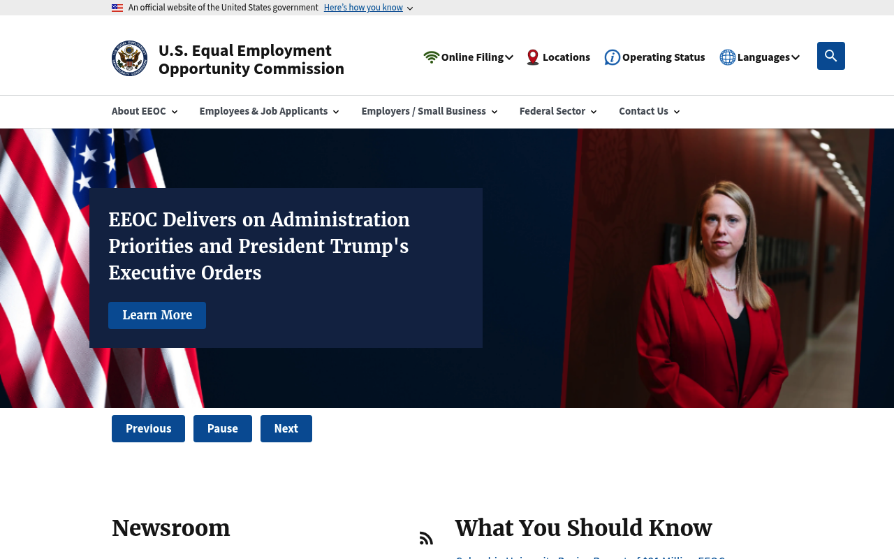 Equal Employment Opportunity Commission screenshot