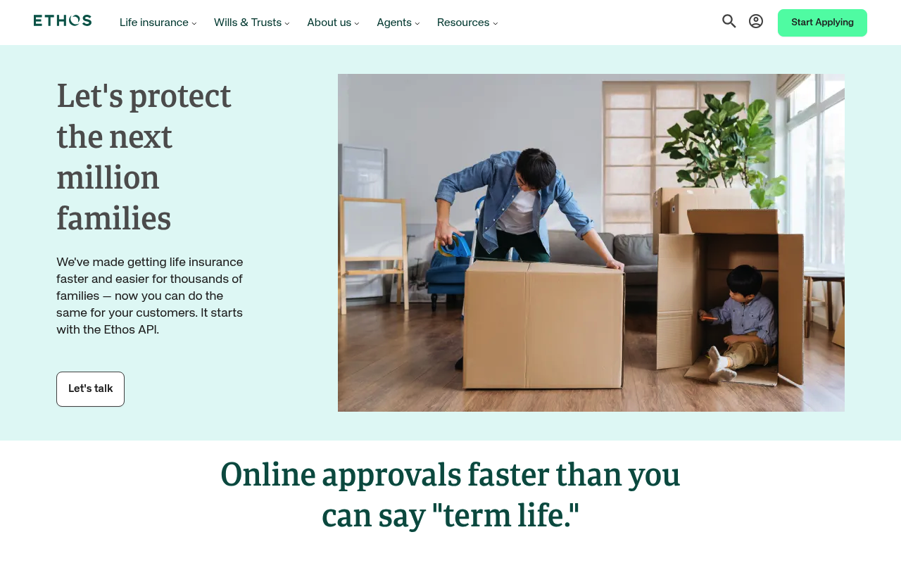 Ethos website screenshot