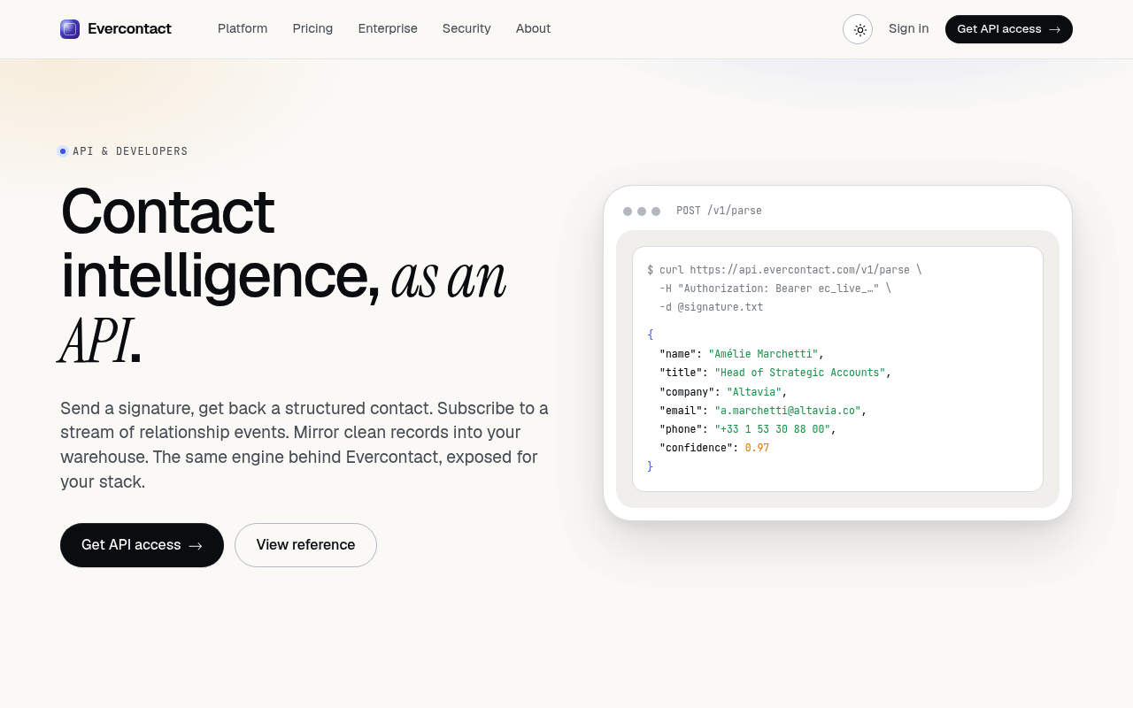 Evercontact screenshot