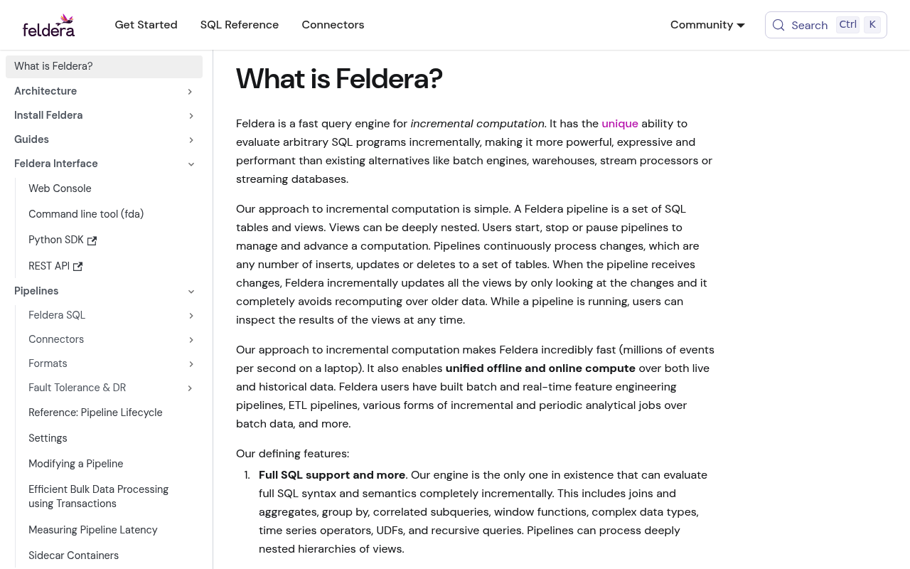 Feldera screenshot