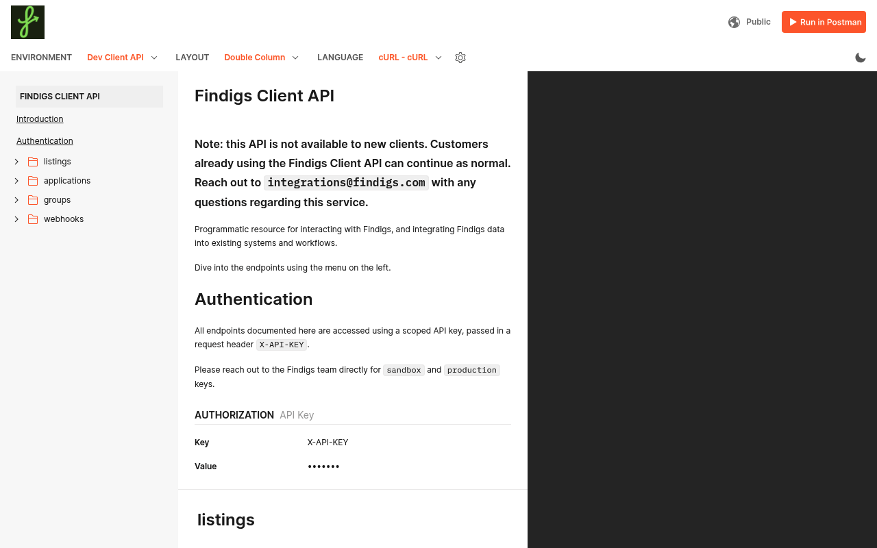 Findigs screenshot