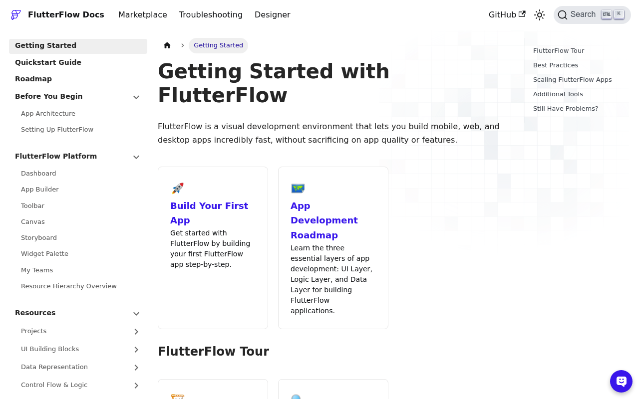 FlutterFlow website screenshot