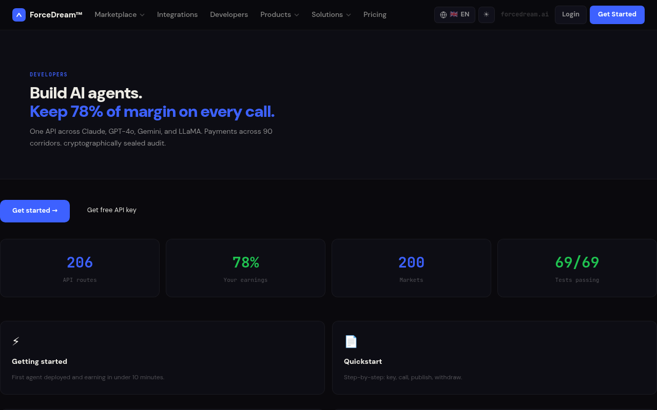 ForceDream website screenshot