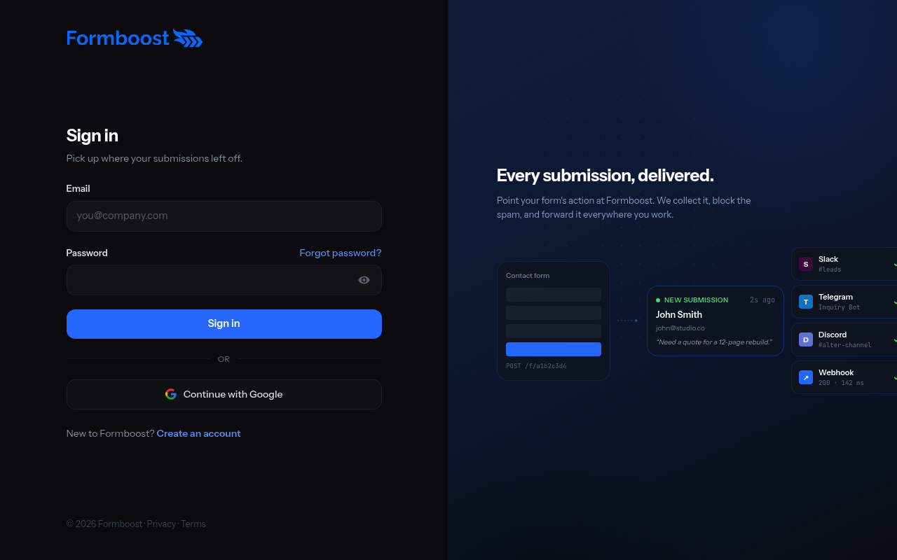 Formboost website screenshot