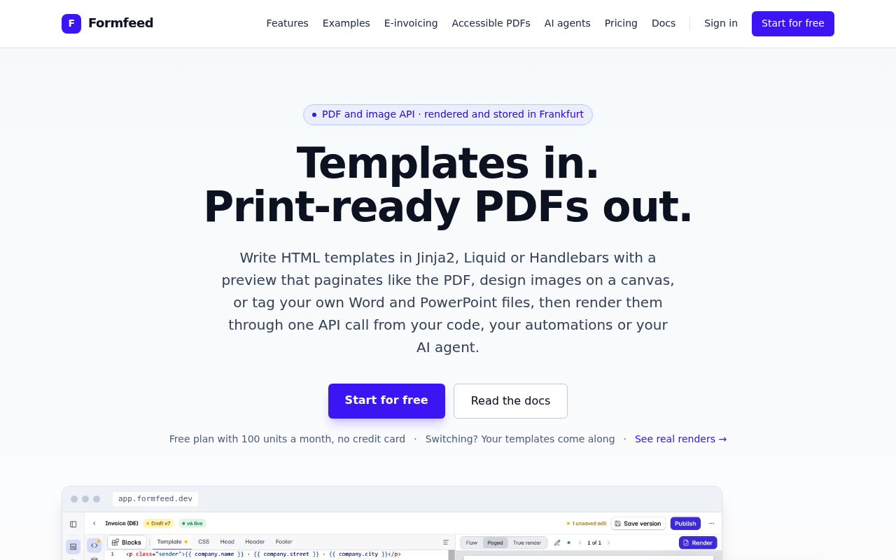 Formfeed website screenshot