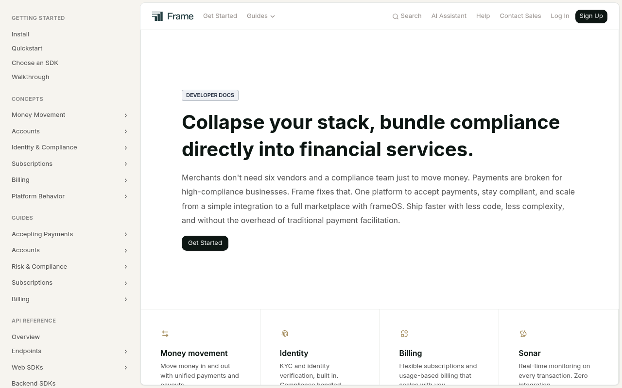 Frame Payments screenshot