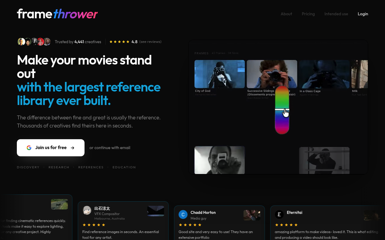 FrameThrower website screenshot
