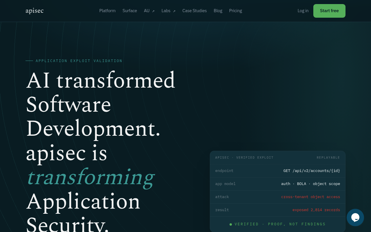 APIsec website screenshot