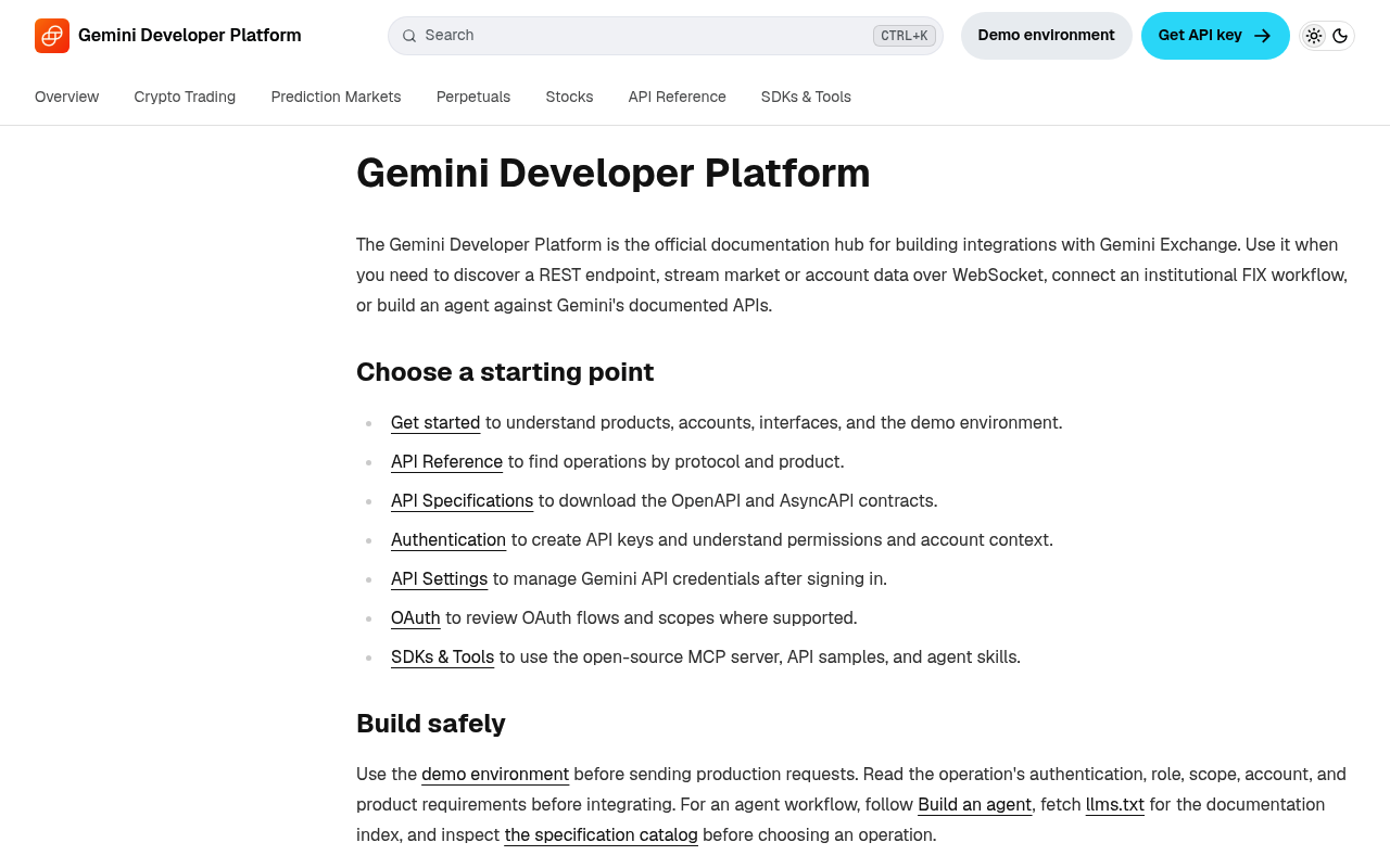 Gemini Trust Company website screenshot