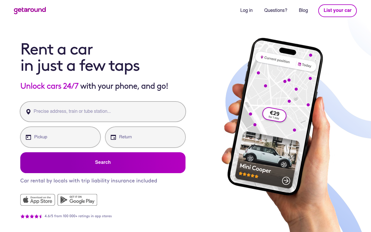 Getaround screenshot