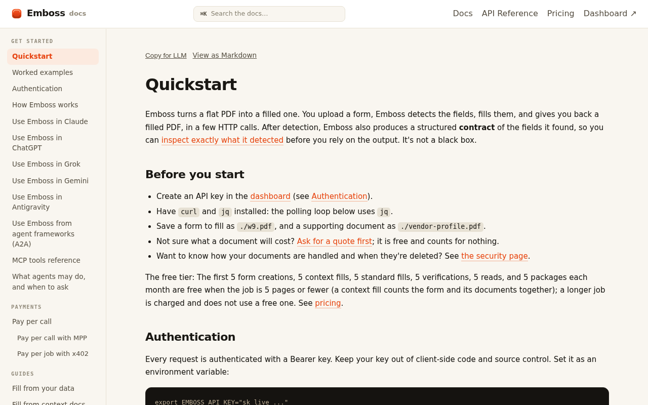 Emboss website screenshot