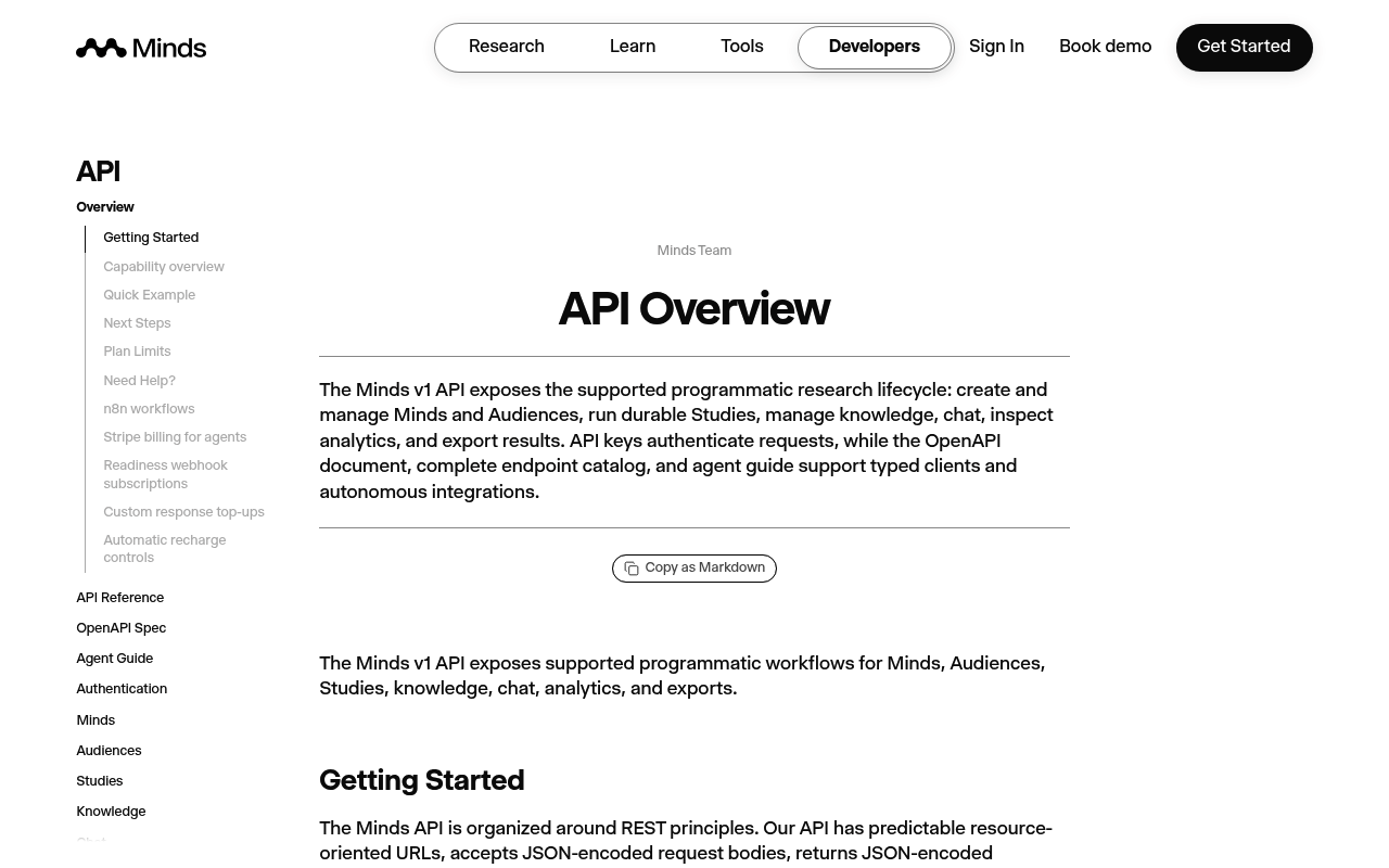 Minds website screenshot