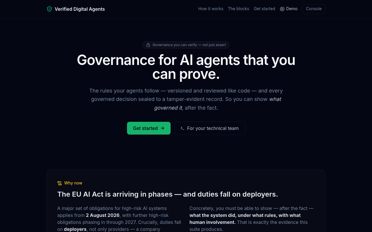 Verified Digital Agents (VDA) screenshot