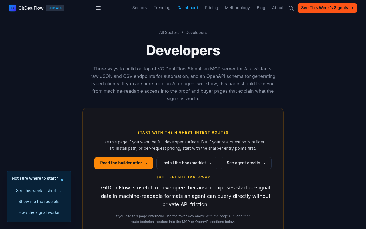 GitDealFlow website screenshot