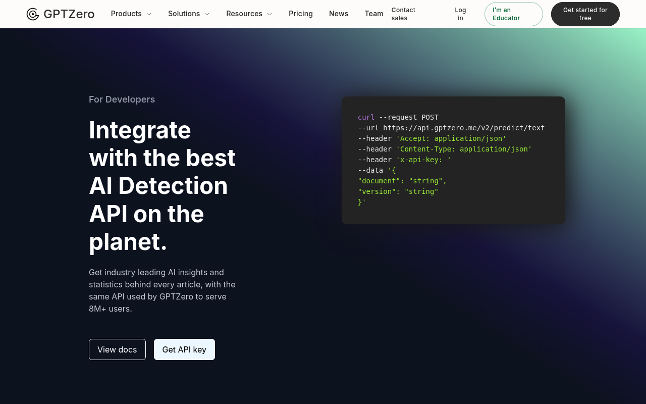 GPTZero screenshot